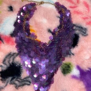 Purple Sequin Statement Necklace